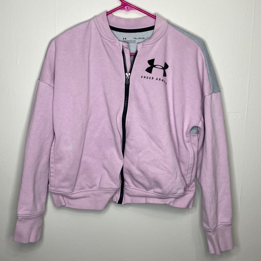 Under Armour Coldgear Full Zip Sweatshirt Pink Junior Girls Extra Large Pink
